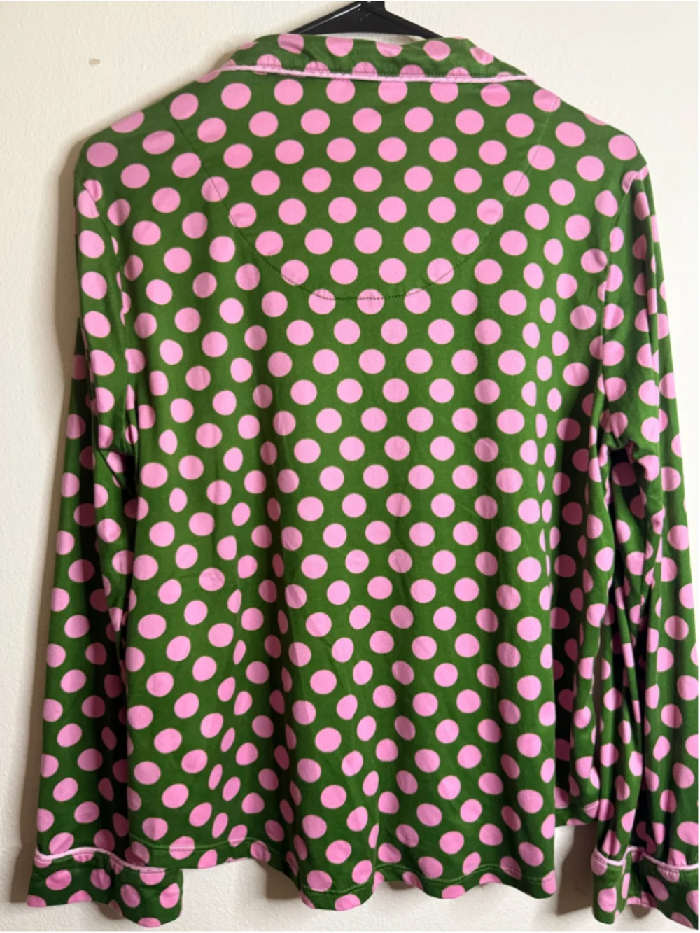 Women's Kate Spade Pajama Top Size M Green Pink Polka Dot